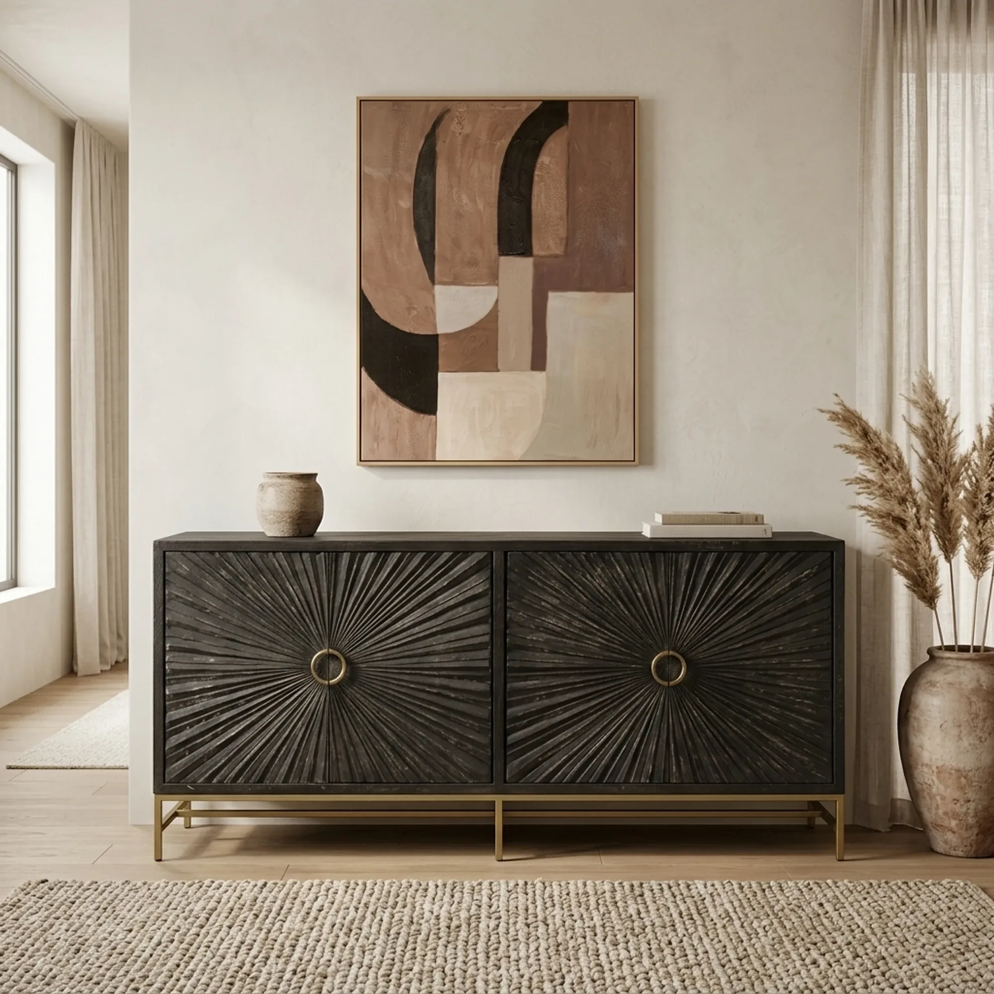 Sideboard Serina schwarz 200 cm - Tower Living
