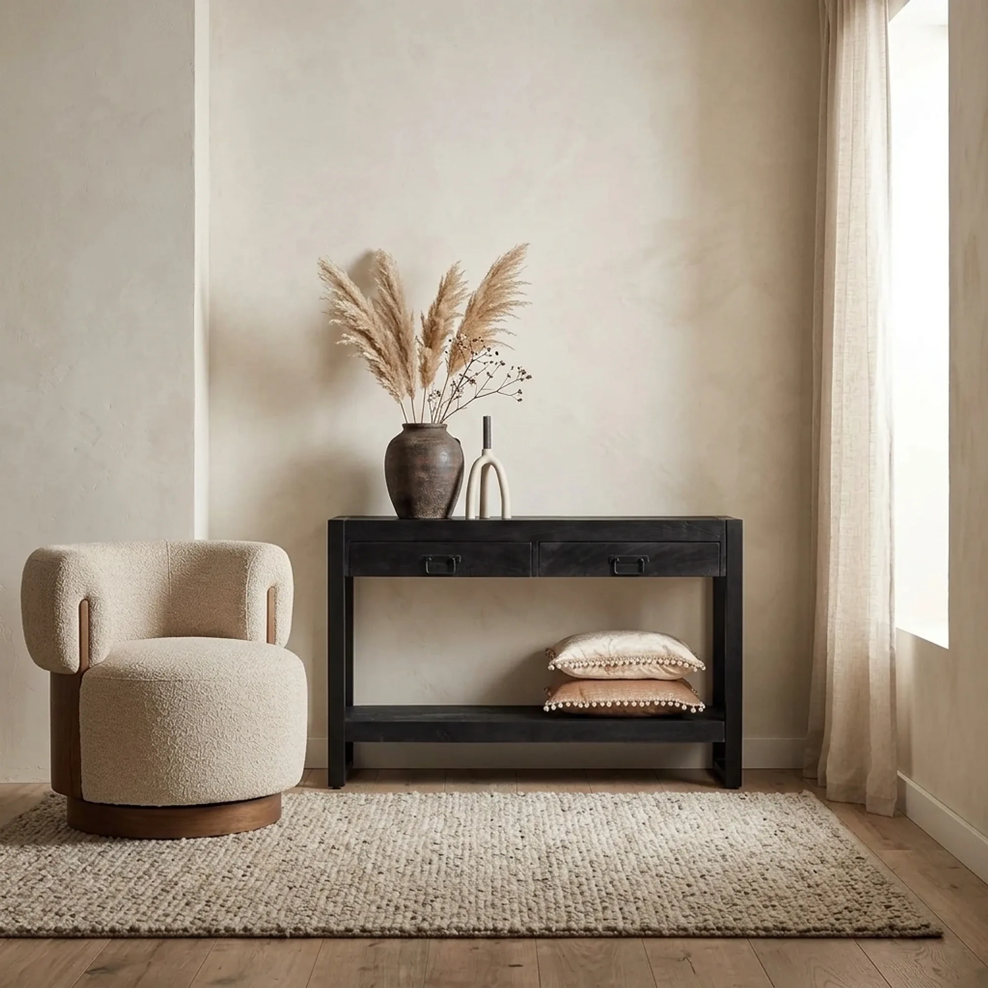 Sidetable Boaz Zwart Mangohout 120 cm - Starfurn