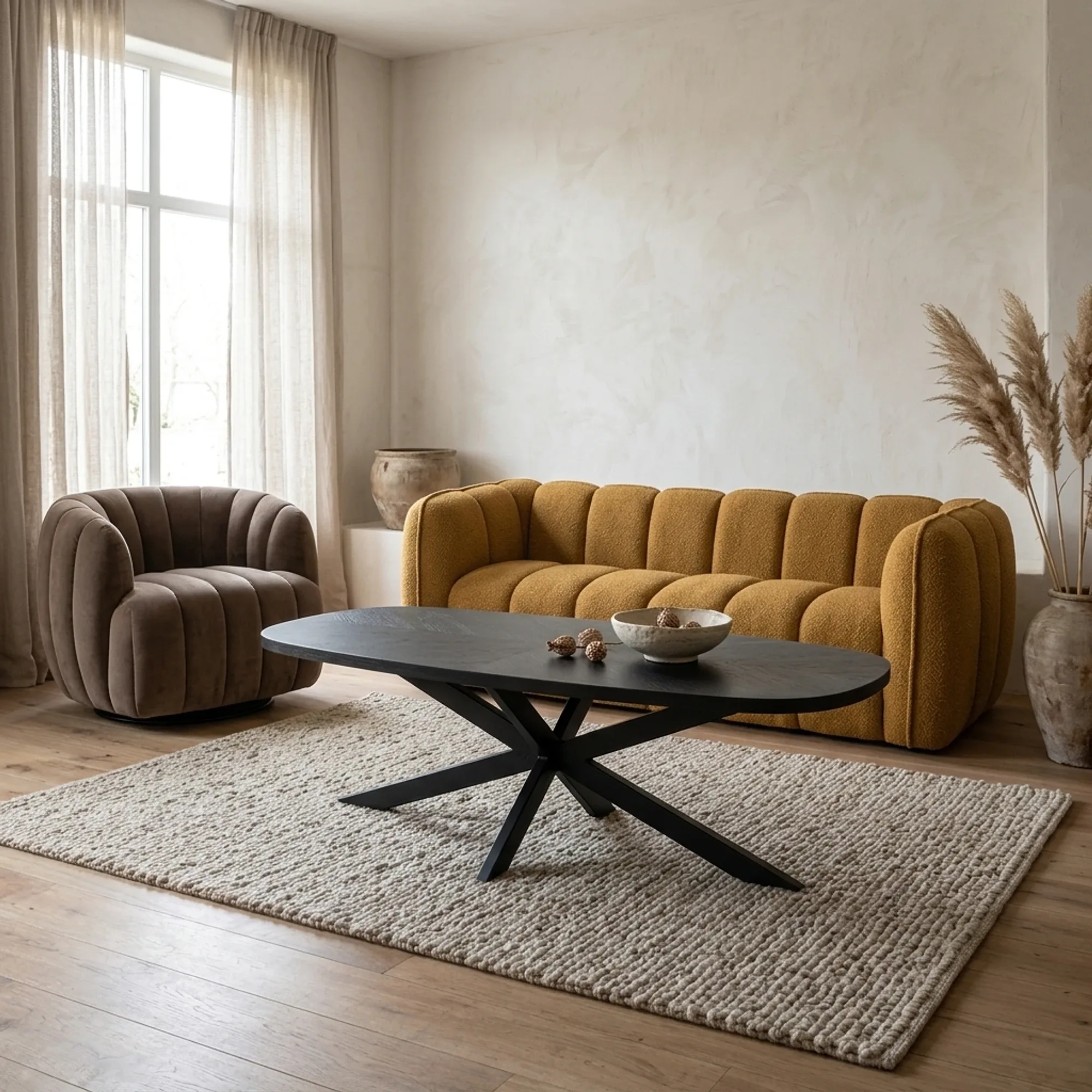 Couchtisch Silvi schwarz dänisch oval 130 cm - Tower Living
