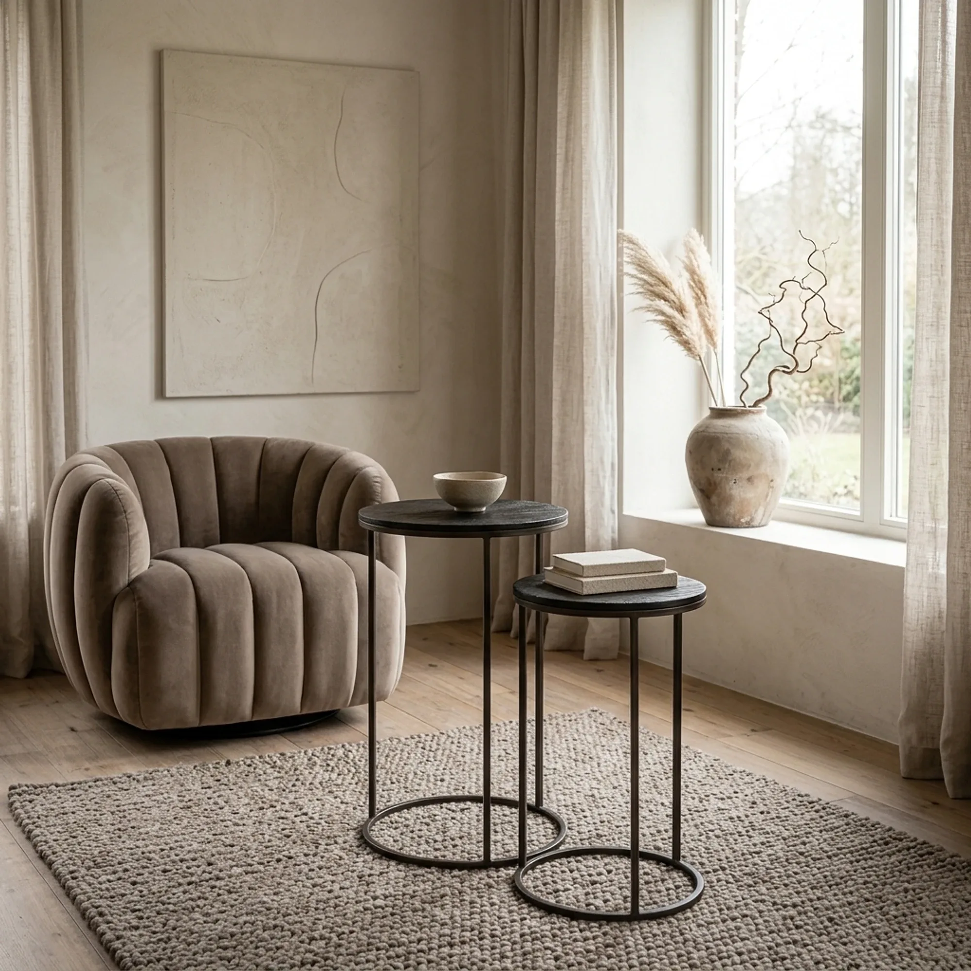 Beistelltisch Spello -Set grau rund - Tower Living