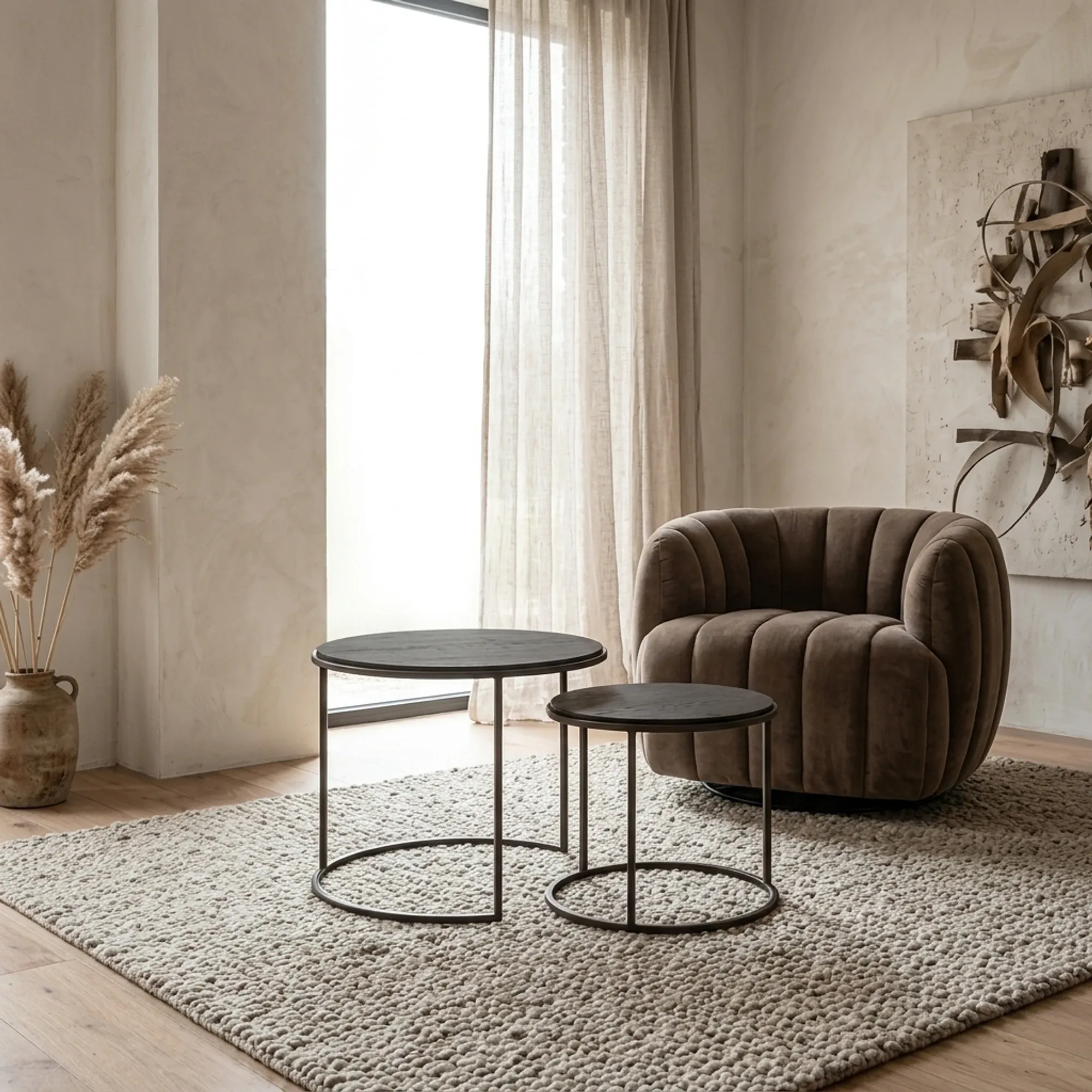 Beistelltisch Spello -Set grau rund ab 45 cm - Tower Living