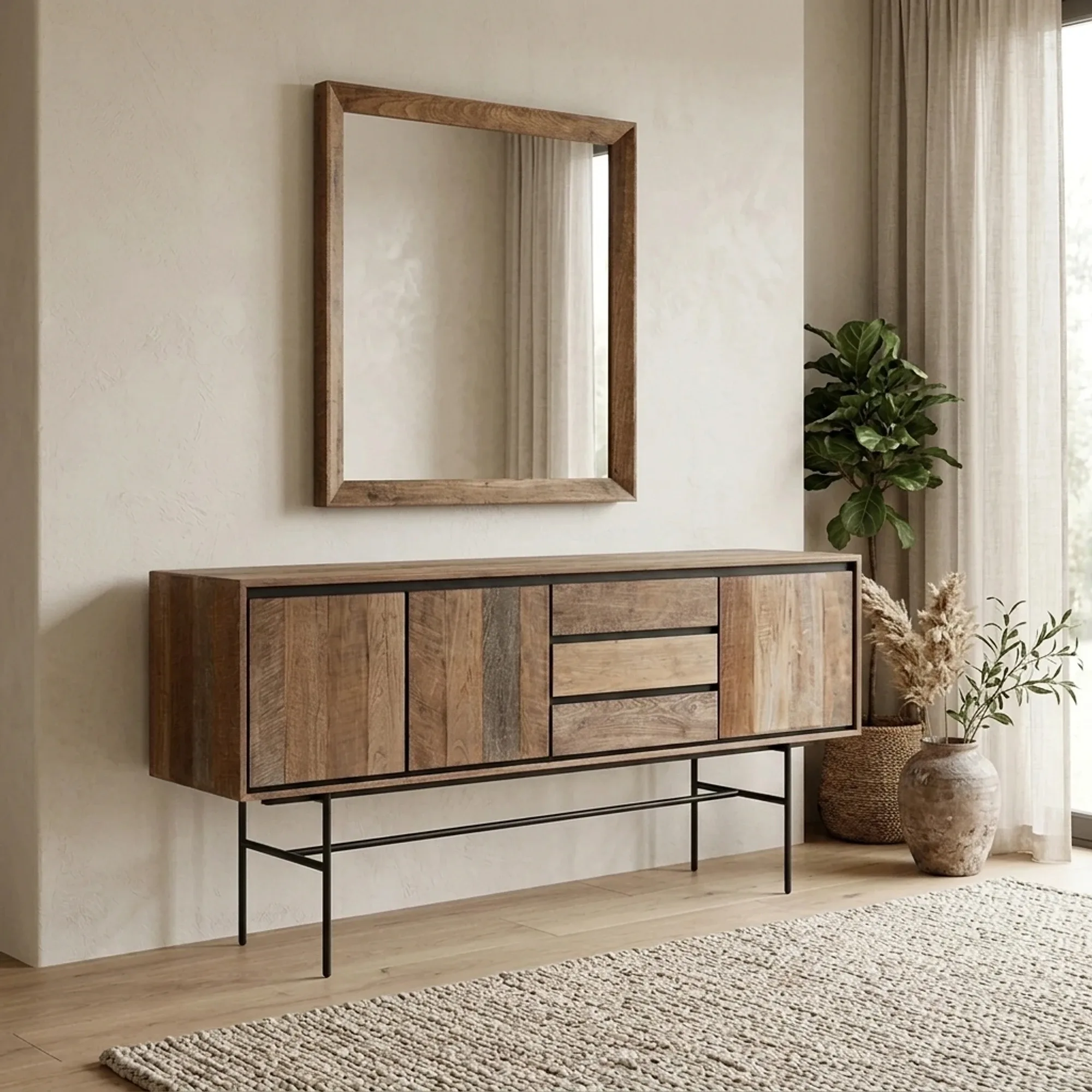 Mirror Metropole natural teak - DTP Home