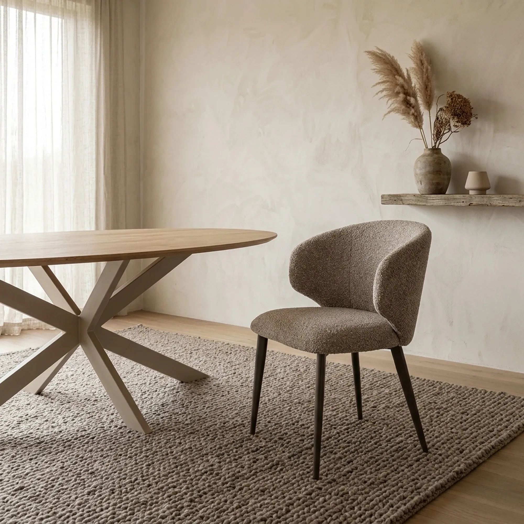 Stuhl Mateo Niata in einem Interieur mit einem Holztisch und einem Teppich - Eleonora