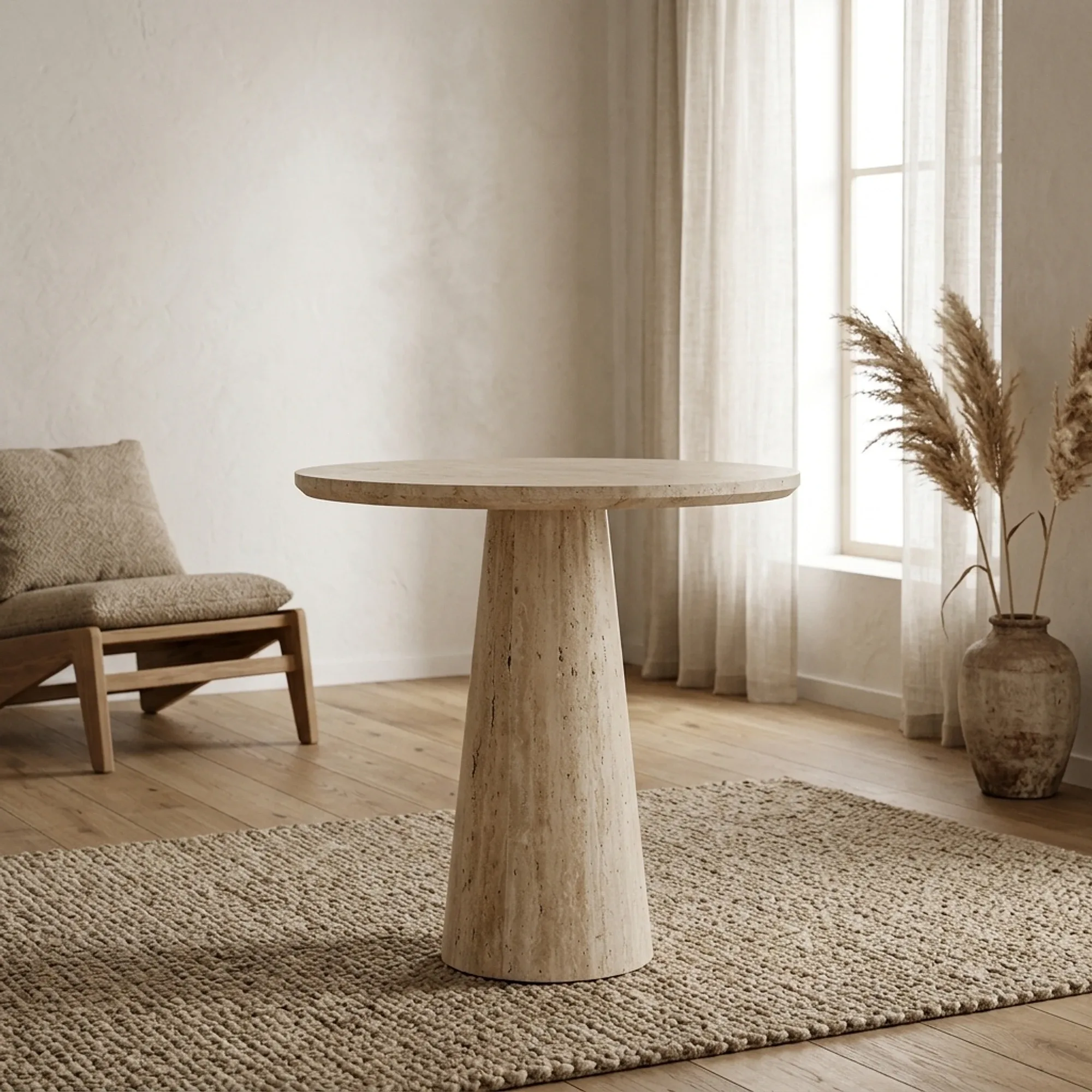 Table Aime 70x75 Travertine - Eleonora