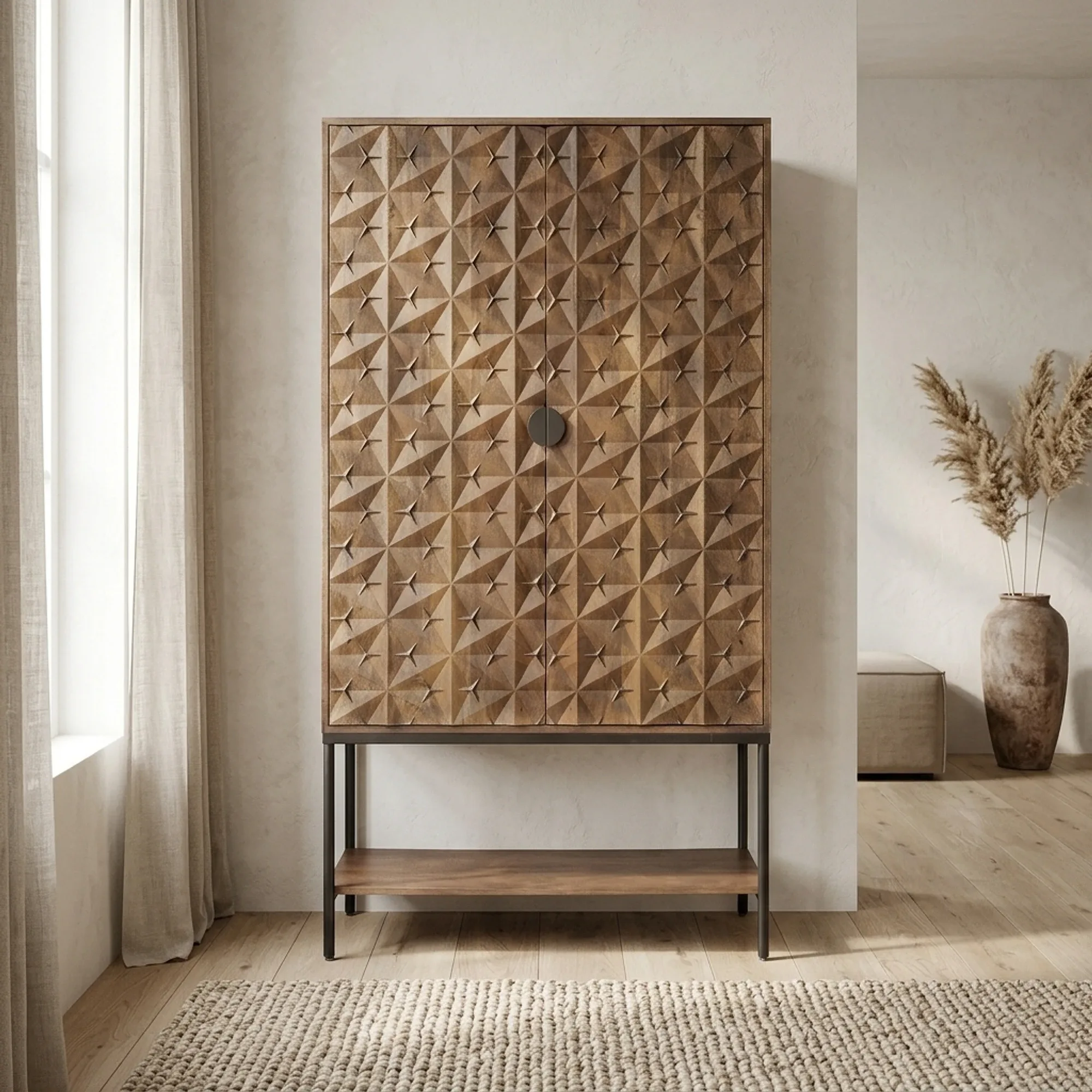 Trinity Cabinet 2-door with lower shelf, Mango Brown Walnut - My Sons