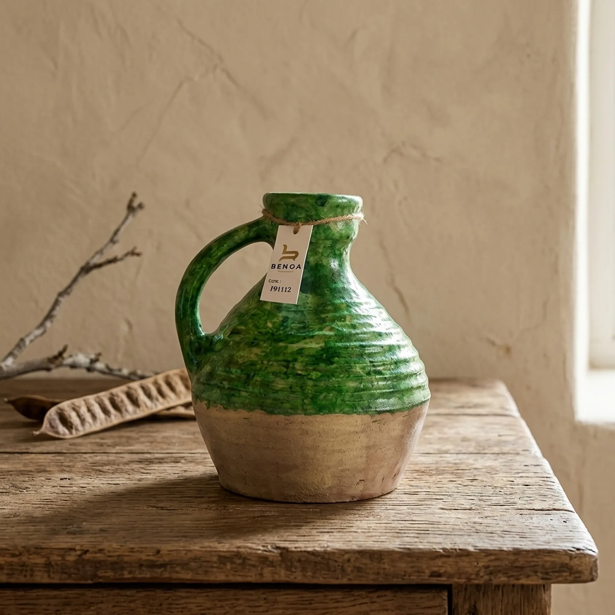 Vase Beige and Green - Benoa