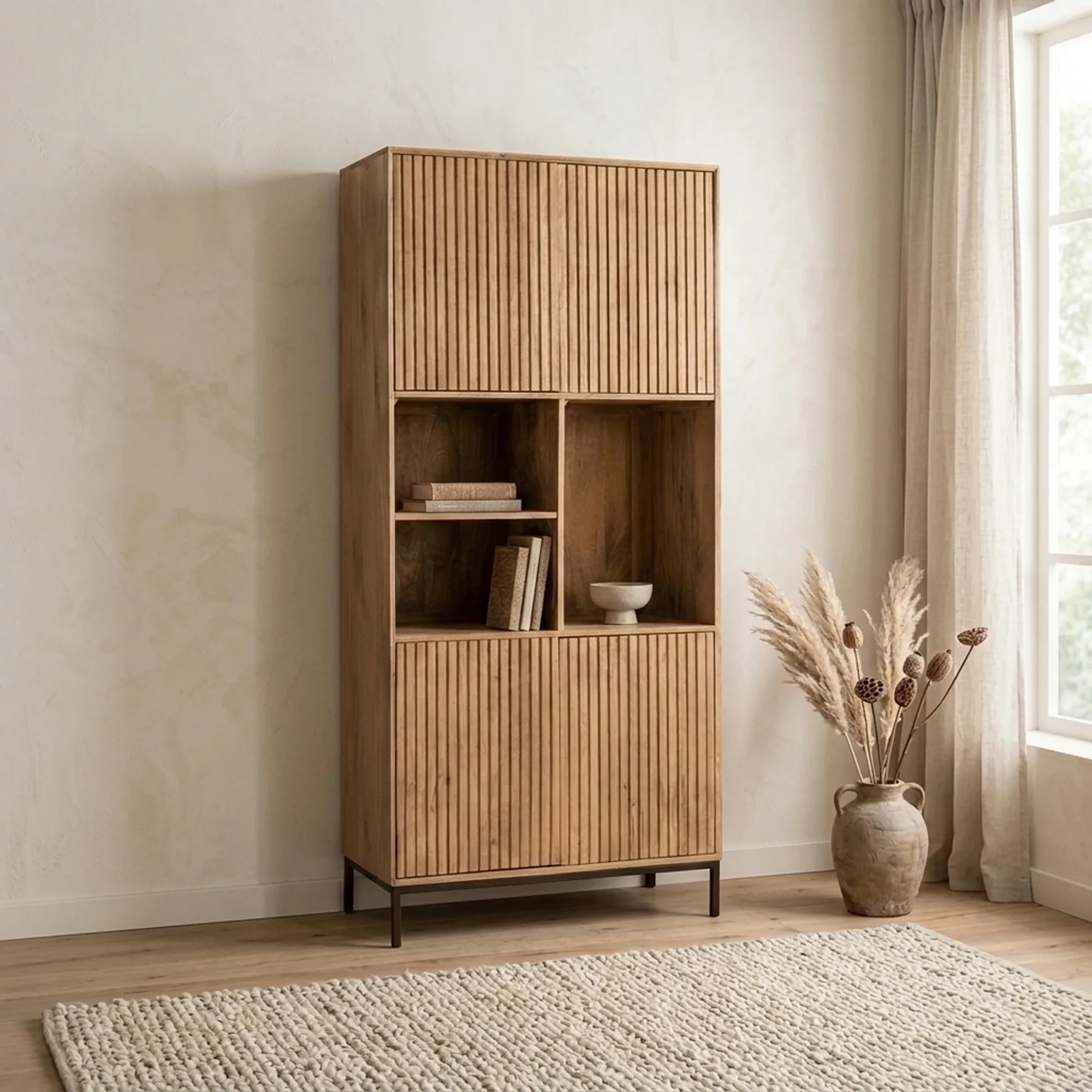 Madison Natural Compartment Cabinet | 90 cm - Starfurn