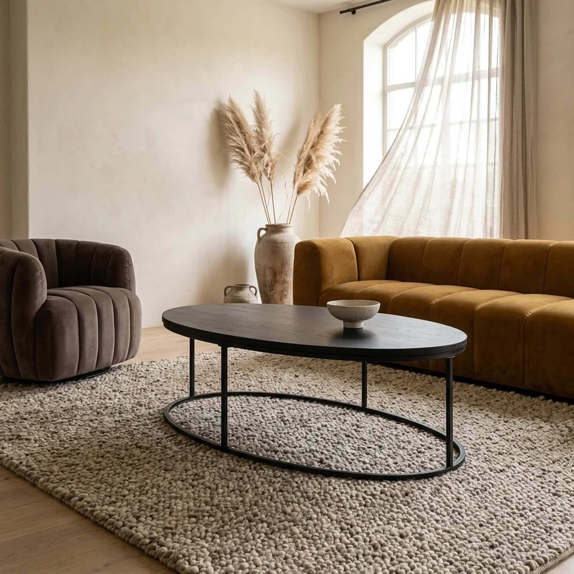 Salontafel Viola zwart ovaal 135 cm - Tower Living