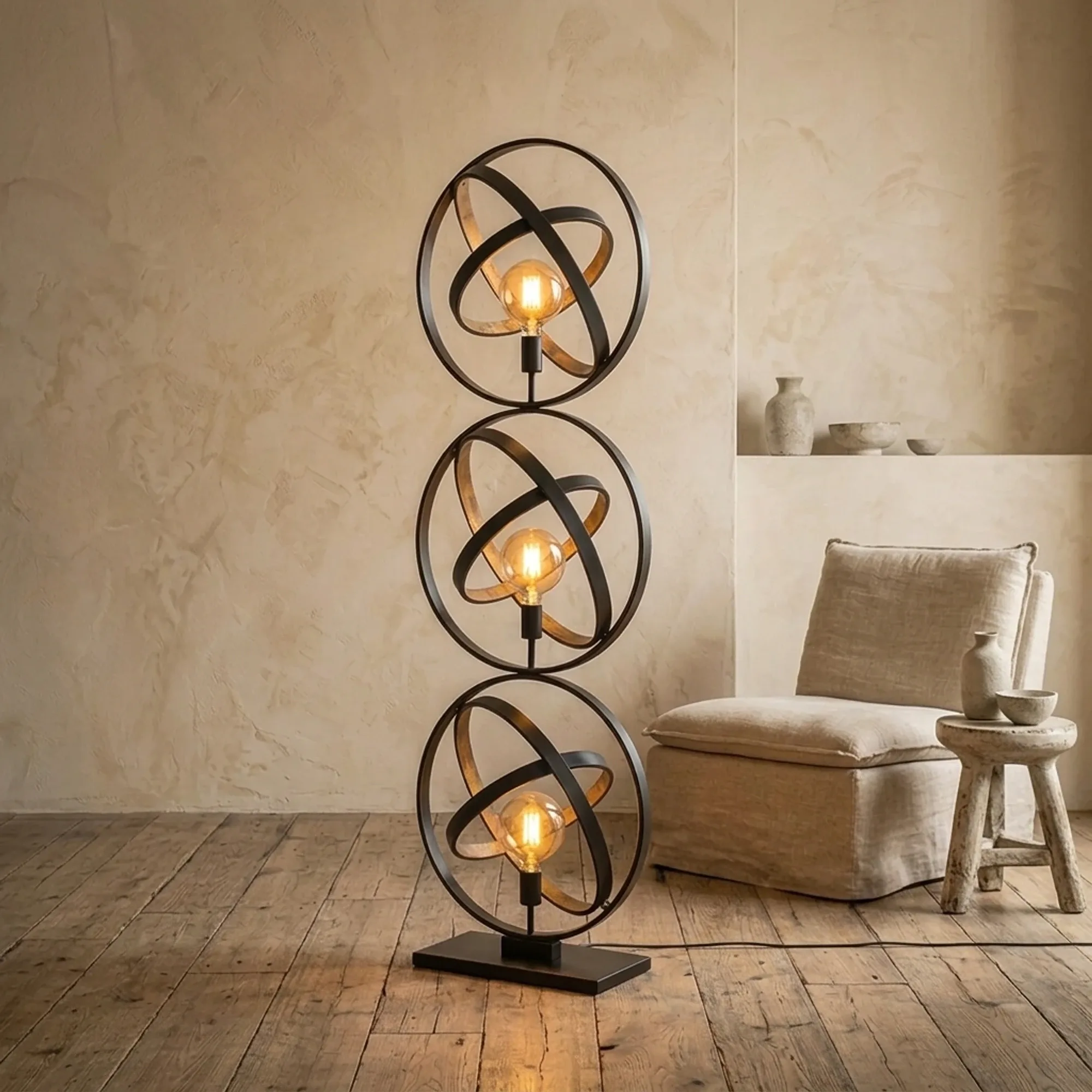 Vloerlamp Galaxy 3-lichts / Artic zwart - Zijlstra