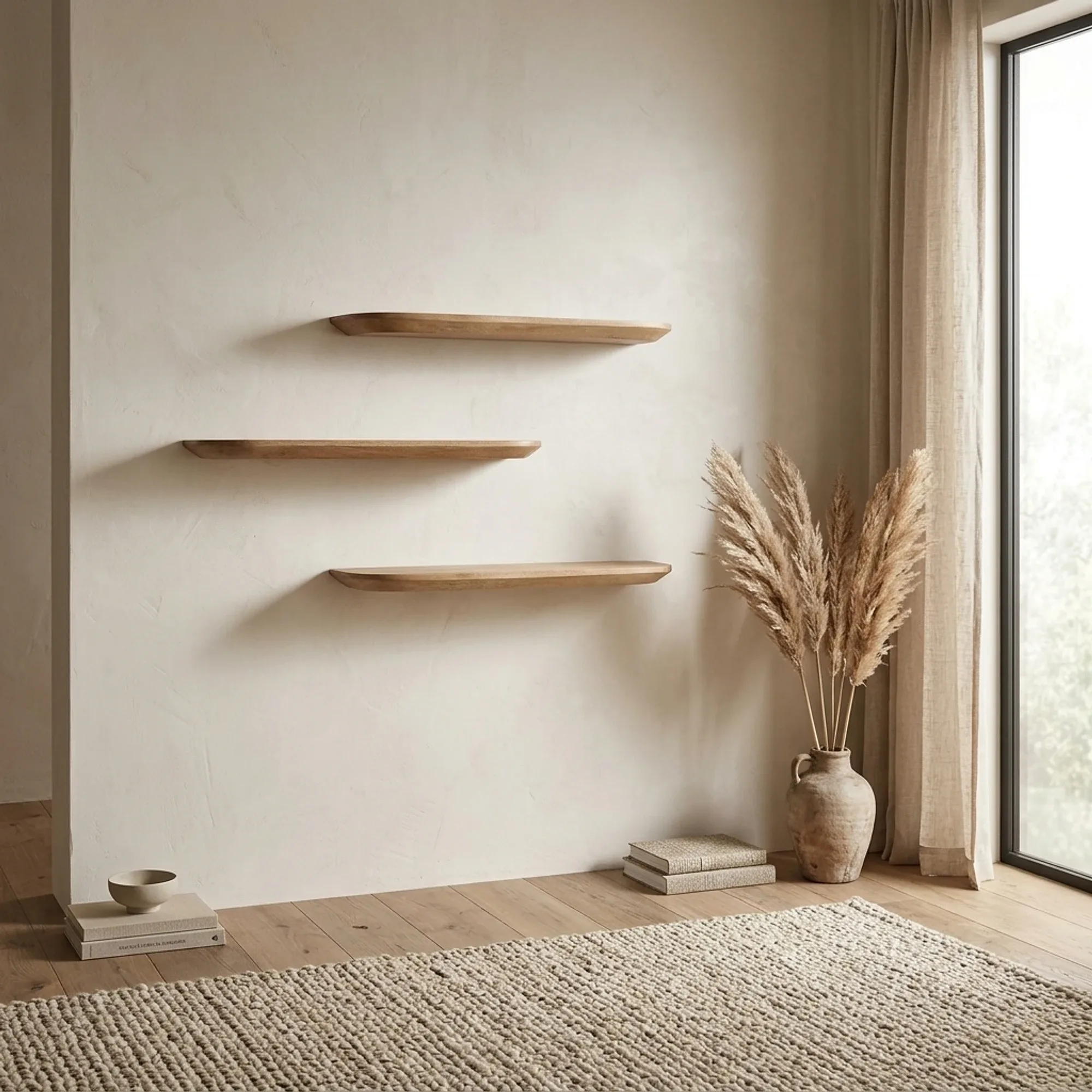 Wandplank Gusta Licht mango | 60 cm | Set van 3 - Starfurn