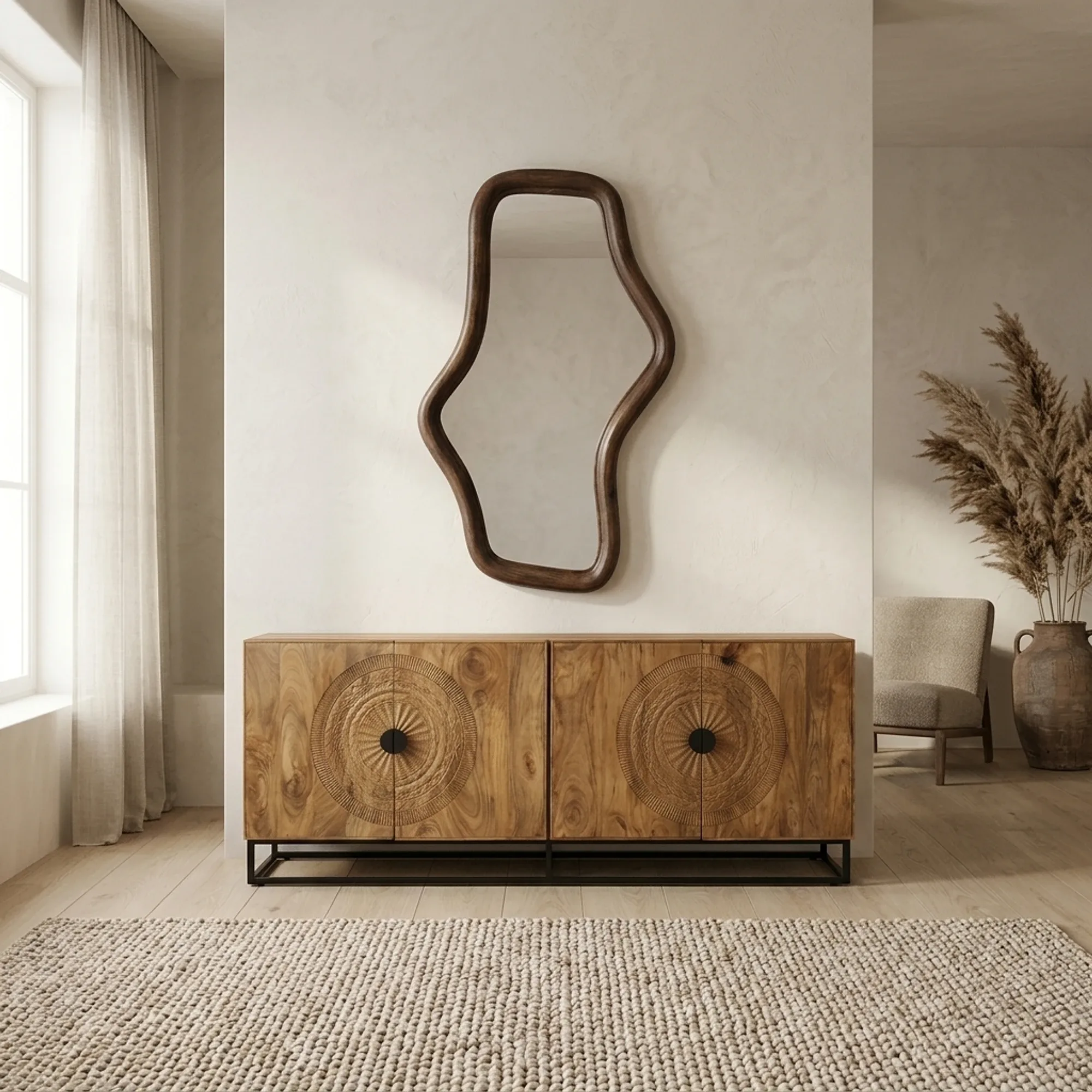 Mirror Wavy 80 Mango Matt Walnut - My Sons