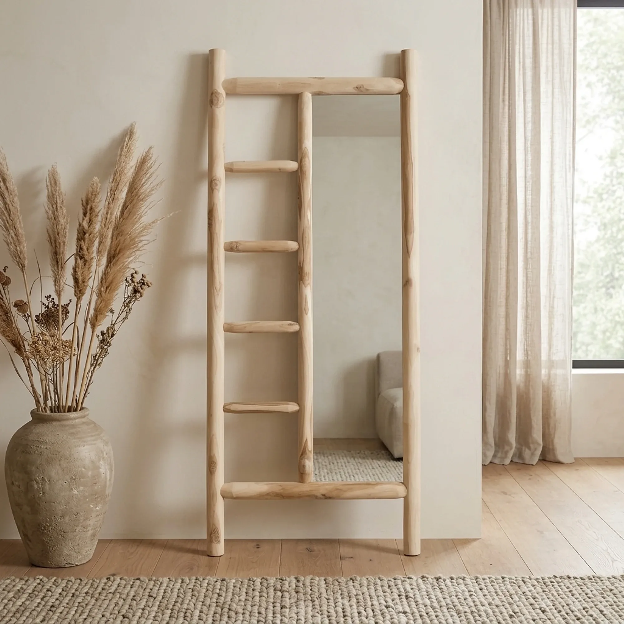 Home Accessory Ladder Mirror Benidorm (Teakhout tak, Natural) - MUST Living