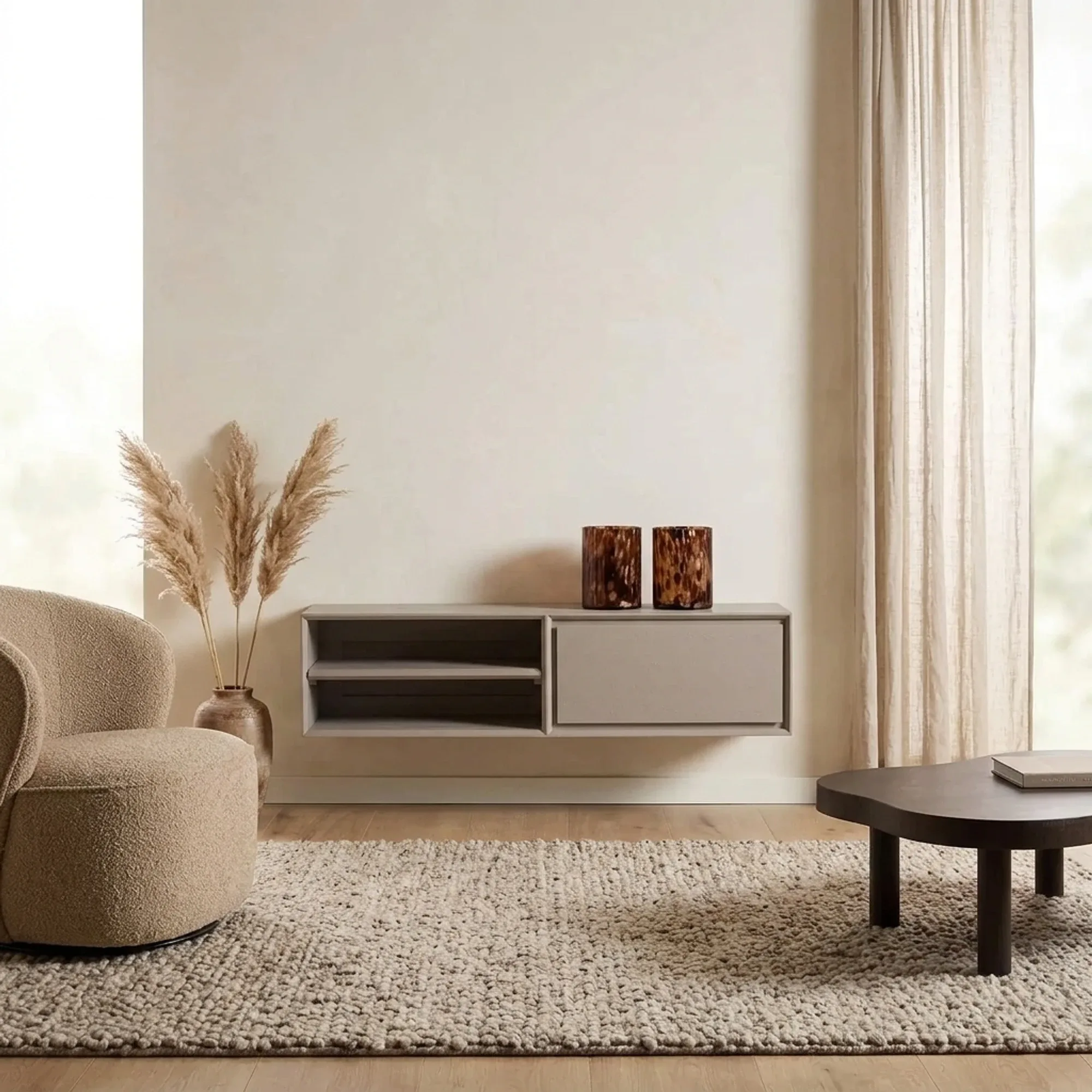 Schwebendes TV-Möbel Ambiance Taupe | 120 cm
