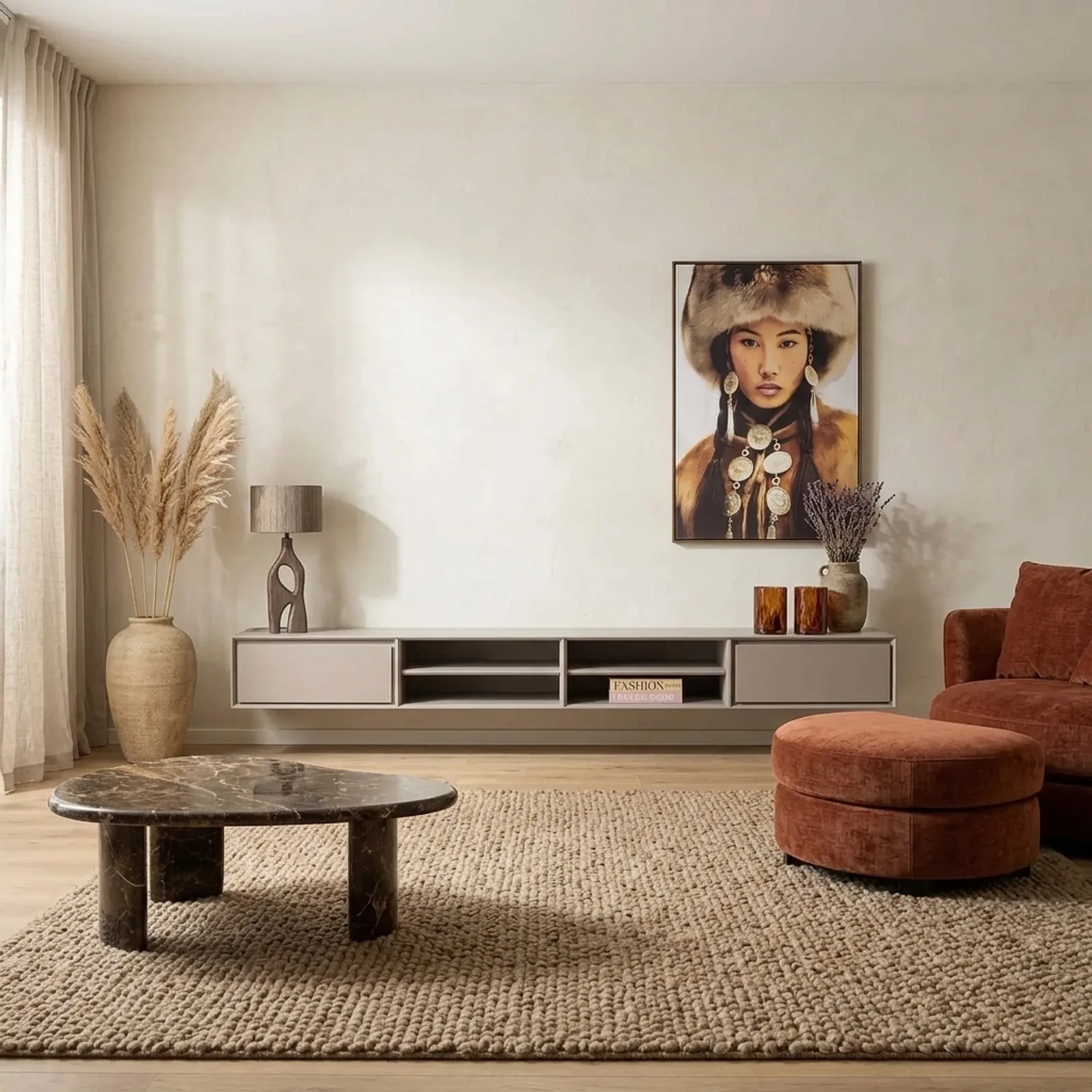 Schwebendes TV-Möbel Ambiance Taupe | 280 cm