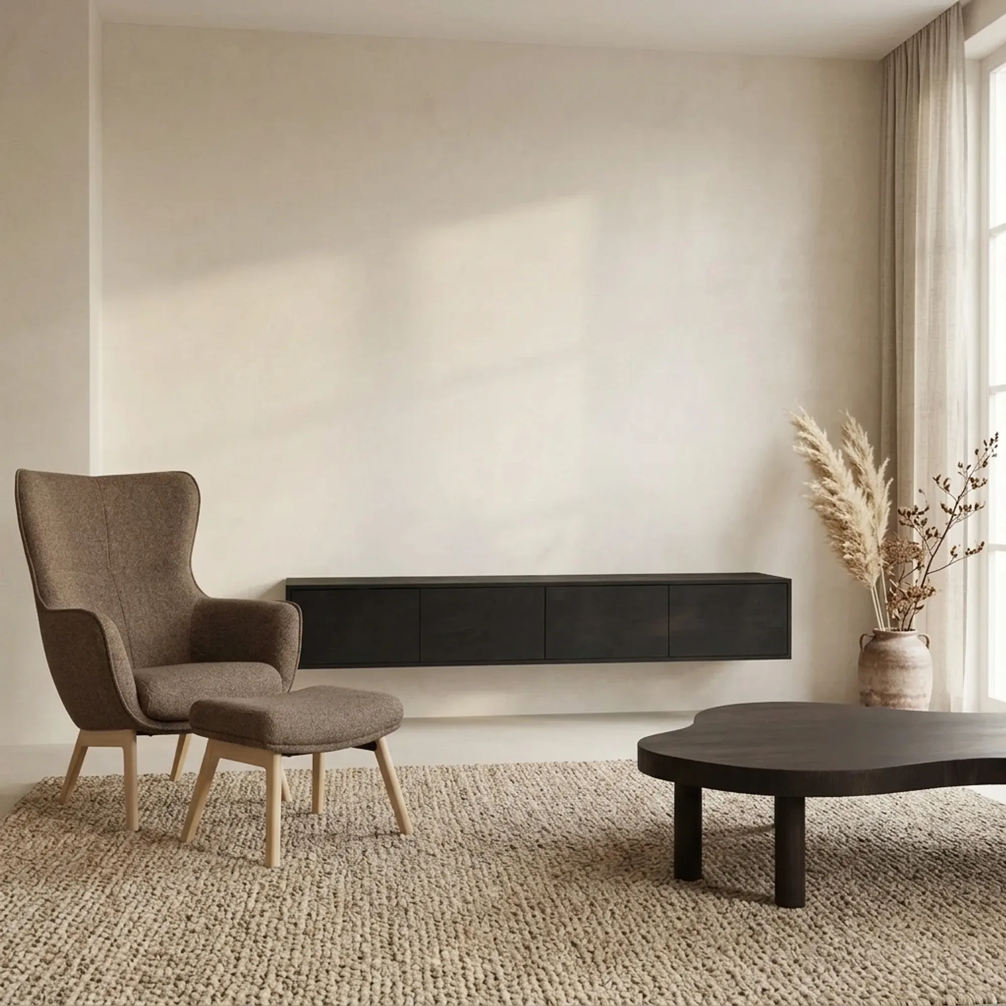 Zwevend tv meubel Vision Black | 200 cm