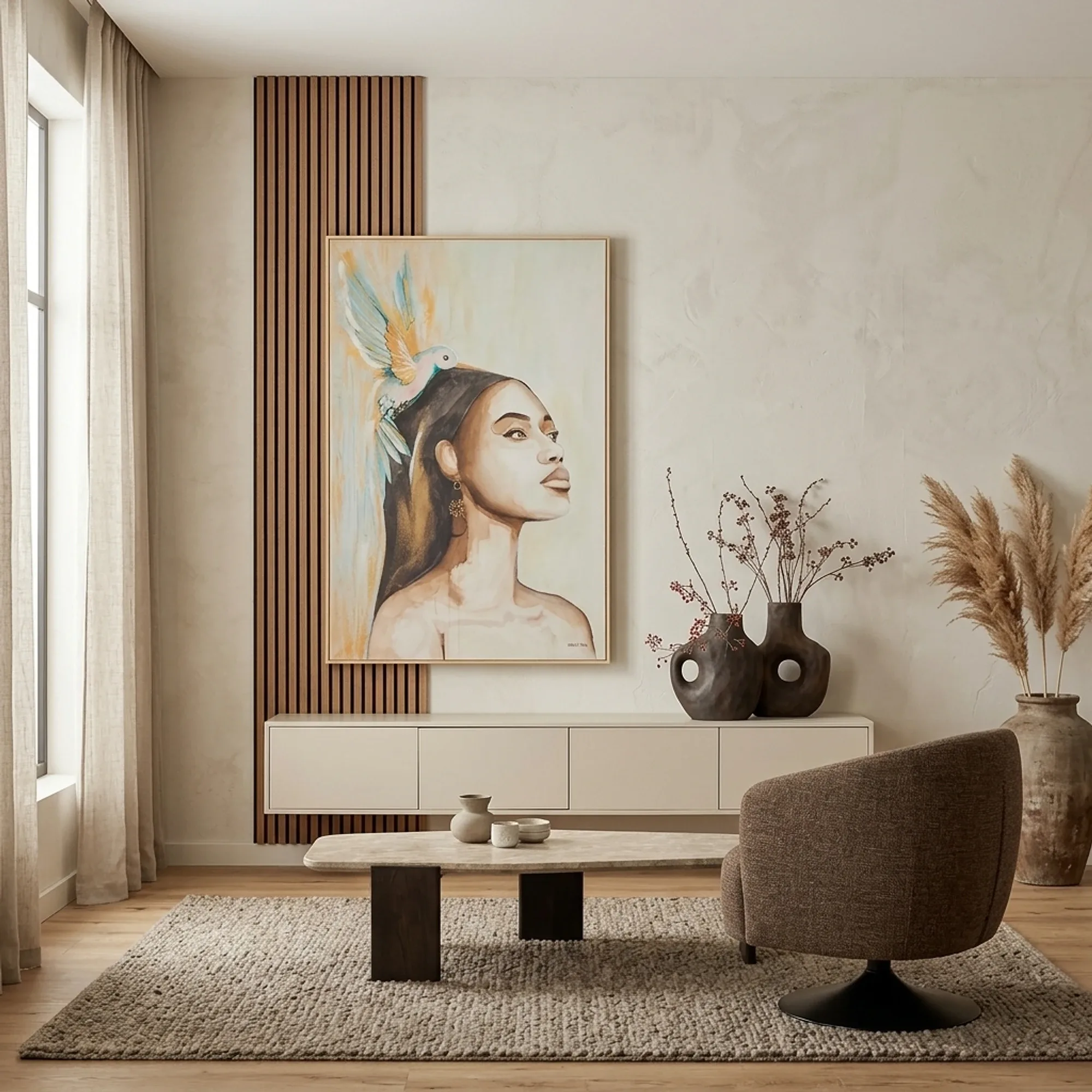 Schwebendes TV-Möbel Vision Sand | 200 cm