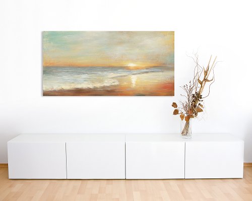 Schilderij Zonsondergang aan zee - Hiskiart