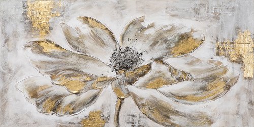 Cuadro Flor con hojas doradas - Hiskiart