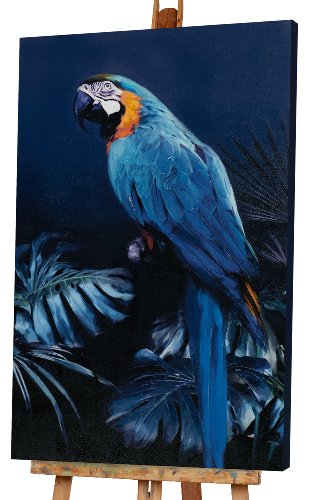Cuadro Guacamayo en azul profundo - Hiskiart
