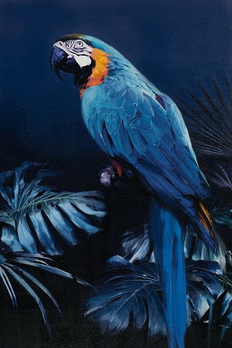Cuadro Guacamayo en azul profundo - Hiskiart