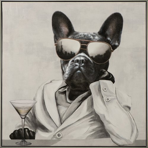 Schilderij Buldog in Manhattan - Hiskiart