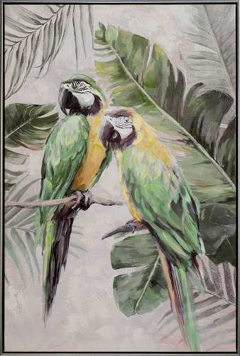 Cuadro Loros verde y amarillo - Hiskiart