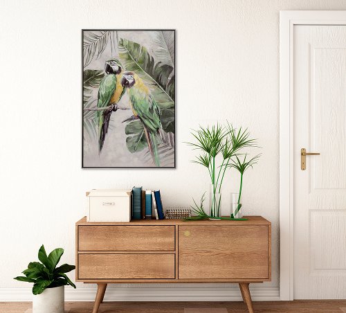 Painting Green-yellow parrots - Hiskiart