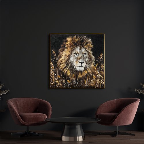 Cuadro León en dorado - Hiskiart