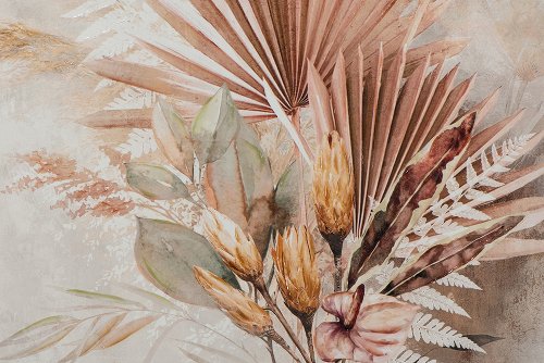 Schilderij Palmbladeren in vaas - Hiskiart
