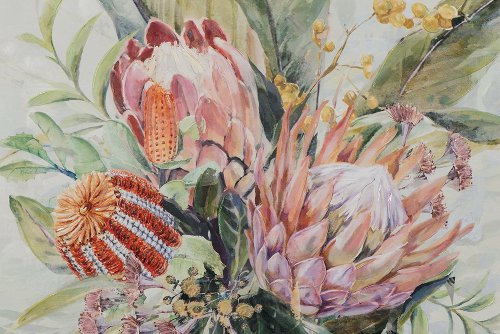 Schilderij Roze protea - Hiskiart