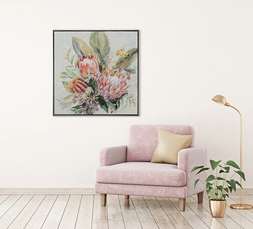 Schilderij Roze protea - Hiskiart