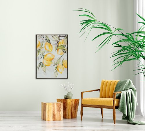 Schilderij Citroentak geel - Hiskiart