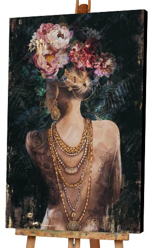 Cuadro Beauty con peinado de flores, vista frontal - Hiskiart