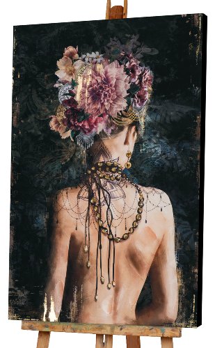 Cuadro Beauty con peinado de flores visto de espaldas - Hiskiart