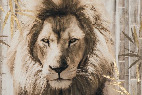 Cuadro León entre bambú - Hiskiart