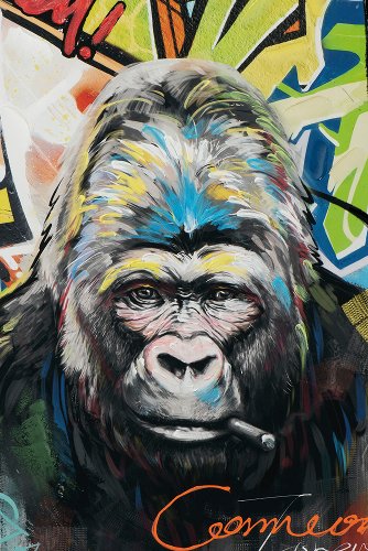 Cuadro Gorila lleno de grafiti - Hiskiart