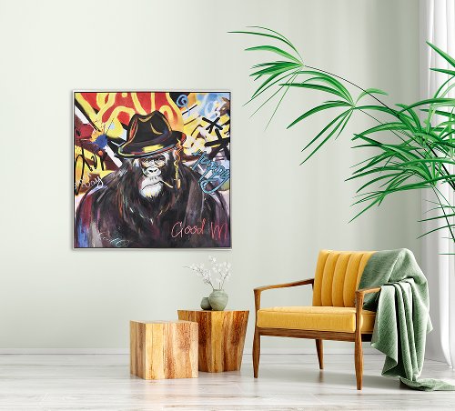 Cuadro Chimpancé con sombrero - Hiskiart