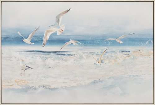 Schilderij Vissende meeuwen - Hiskiart