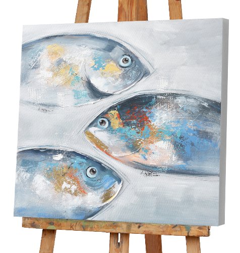 Cuadro Peces en dorado y azul - Hiskiart