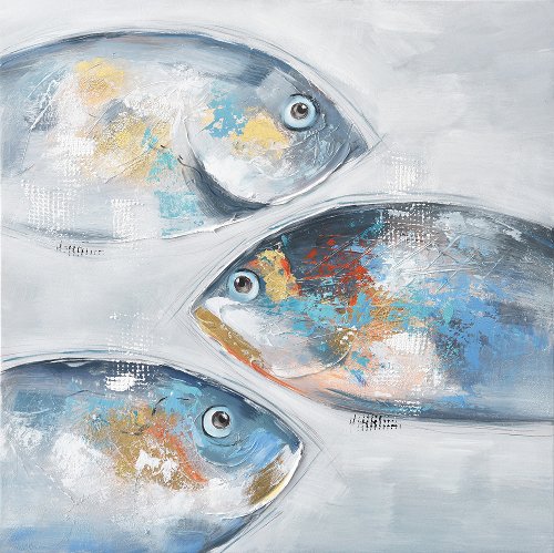 Cuadro Peces en dorado y azul - Hiskiart