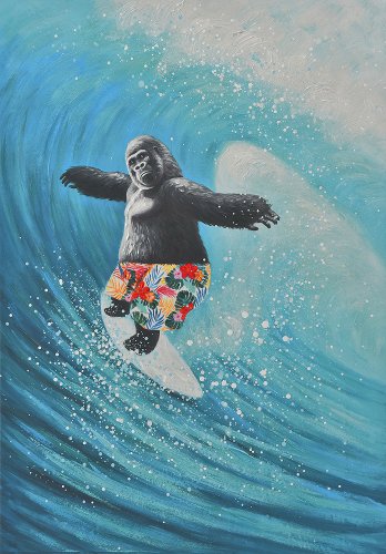 Cuadro Gorila sobre las olas - Hiskiart