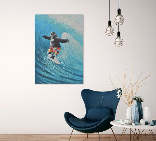 Cuadro Gorila sobre las olas - Hiskiart