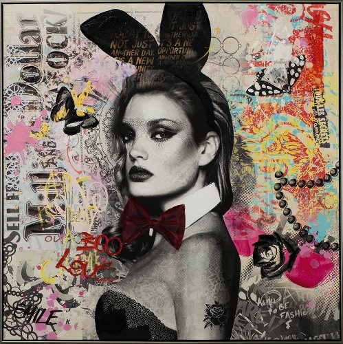 Schilderij Portret met konijnenoren - Hiskiart