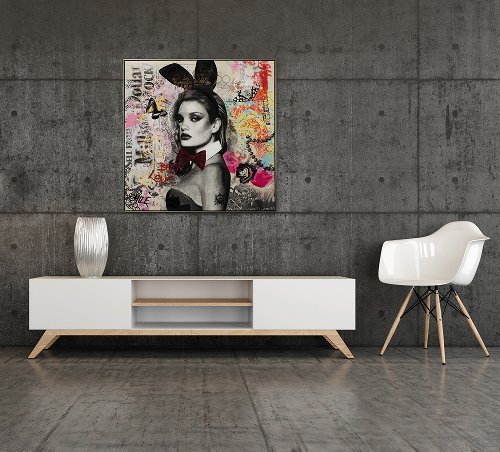 Schilderij Portret met konijnenoren - Hiskiart