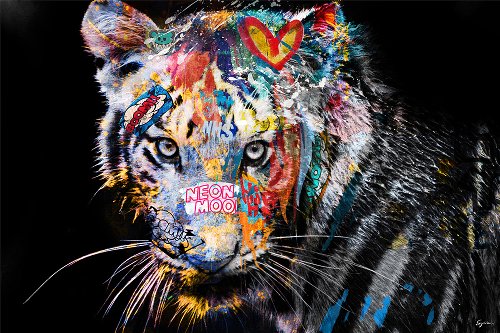 Cuadro Tigre en arte cómic - Hiskiart