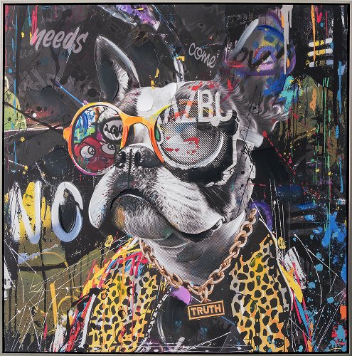 Schilderij Buldog op de beat - Hiskiart