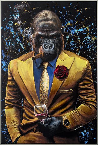 Cuadro Gorila con traje dorado - Hiskiart