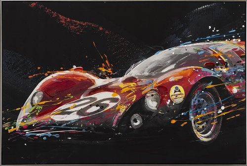 Painting Racing Car (Canvas op houten frame) - Hiskiart