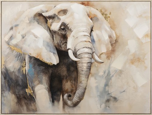 Cuadro Elefante en tonos arena - Hiskiart