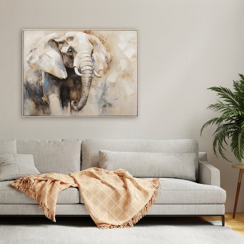 Cuadro Elefante en tonos arena - Hiskiart